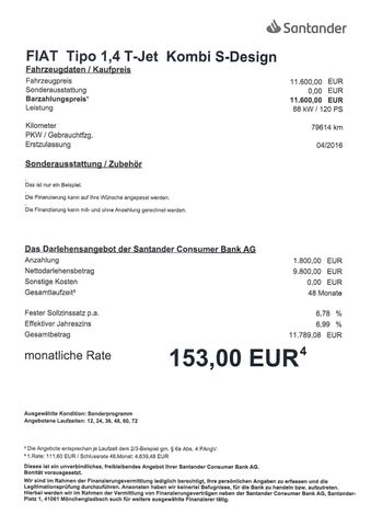 Fahrzeugabbildung Fiat Tipo 1,4 T-Jet Kombi S-Design >NAV/KAM/PDC/Sitzh