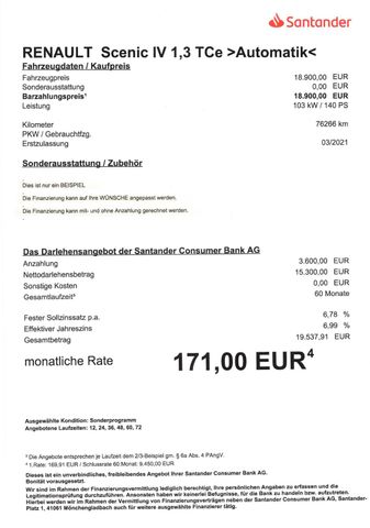 Fahrzeugabbildung Renault Scenic IV 1,3 TCe 140 >AUT/AHK/NAVI/Sitzheizung