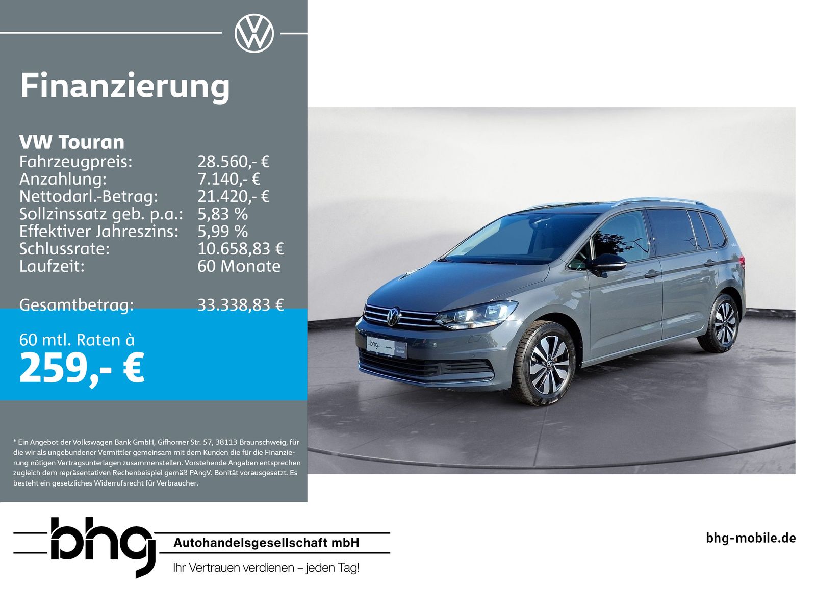 Volkswagen Touran 1.5 TSI OPF GOAL 7Sitz ACCAssist LED Navi