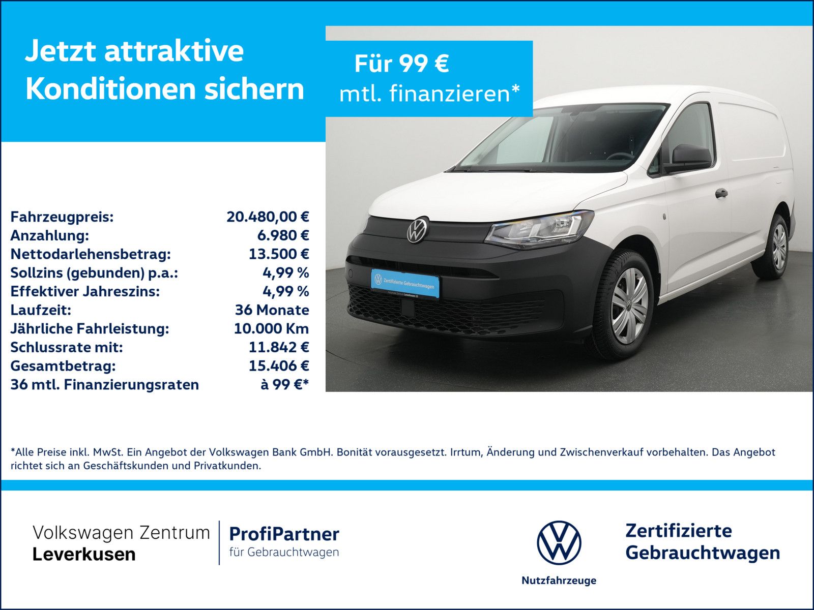 VW Caddy Cargo Maxi AHK KAM PDC KLIMA
