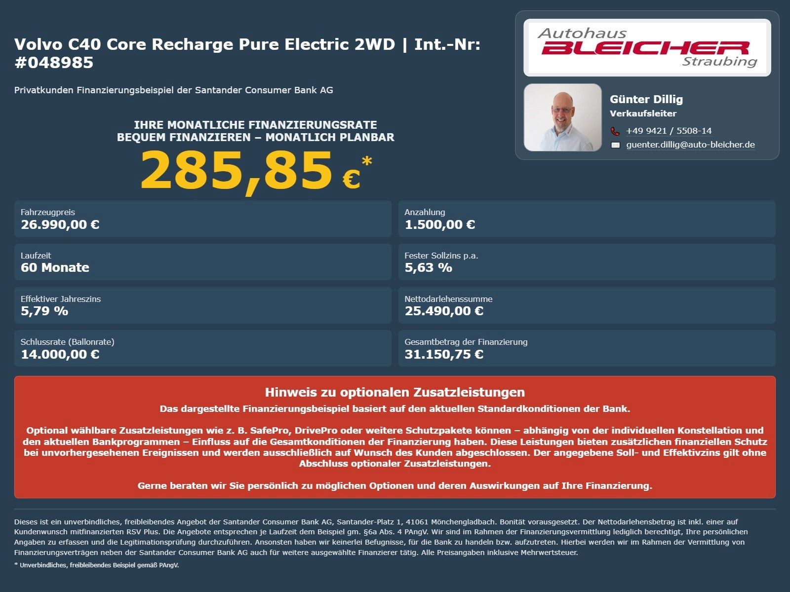 Fahrzeugabbildung Volvo C40 Core Recharge Pure Electric 2WD
