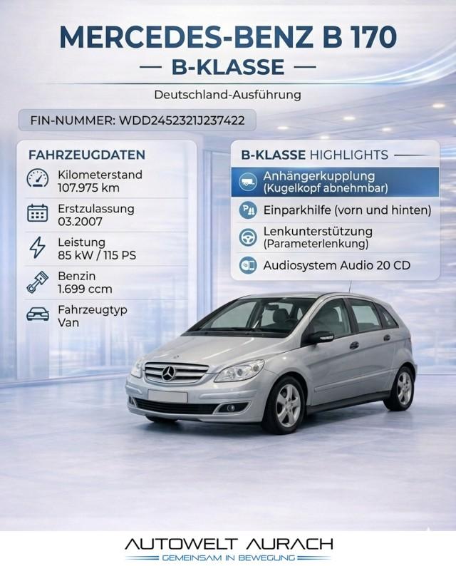 Mercedes-Benz B 170 AUTOMATIK KLIMA PDC AHK 5-TÜRER ISOFIX ZV