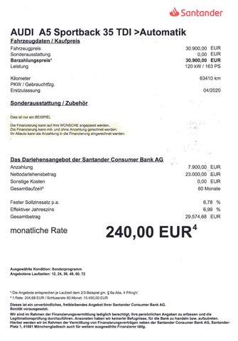 Fahrzeugabbildung Audi A5 Sportback 35 TDI >AUT/Leder/NAV/KAM/SHZ<