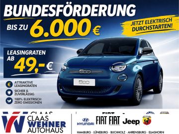 Fiat Leasingangebot: Fiat 500e Icon *Rückfahrkamera *AppleCarPlay *Android