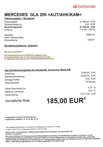 Fahrzeugabbildung Mercedes-Benz GLA 200 >AUT/AHK/NAV/KAM/LED-Licht/LEDER<
