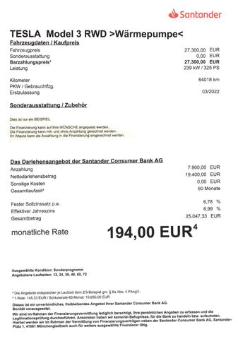 Fahrzeugabbildung Tesla Model 3 Standard RWD >Wärmep/Autopilot/Glasdach<