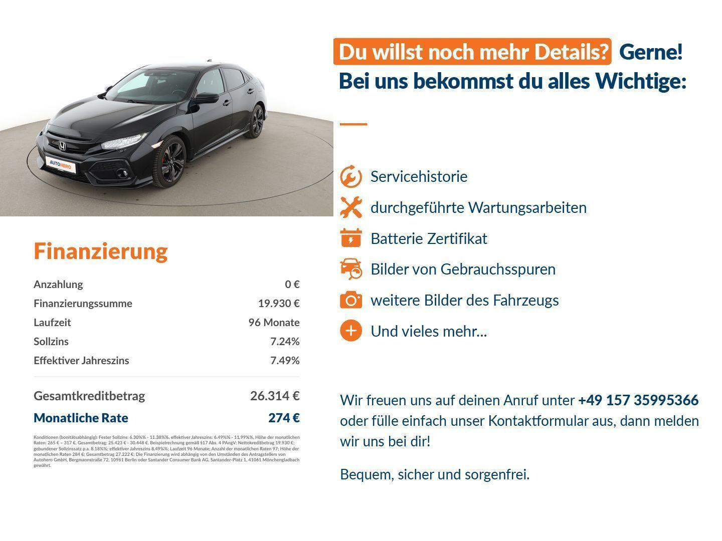 Honda Civic 1.5 VTEC Sport Plus*NAVI*LED*ACC*CAM*PDC*, миниатюра 14
