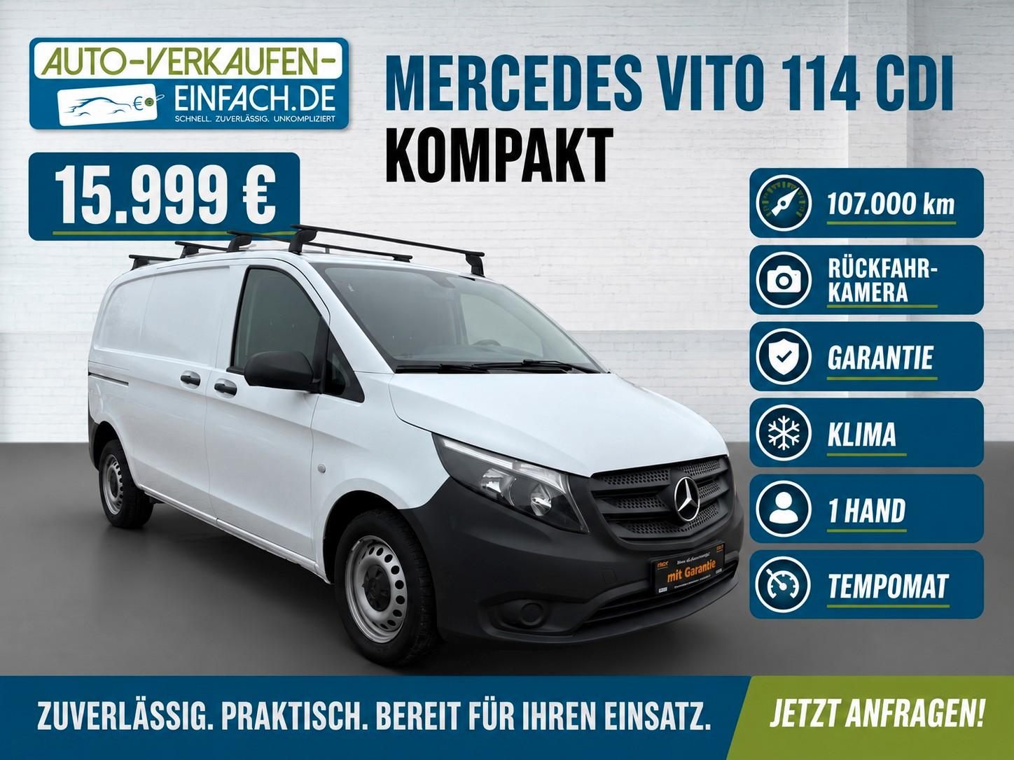 Mercedes-Benz Vito 114 CDI Kompakt,1H,RFK,MwSt,Tempo,TÜV,Serv