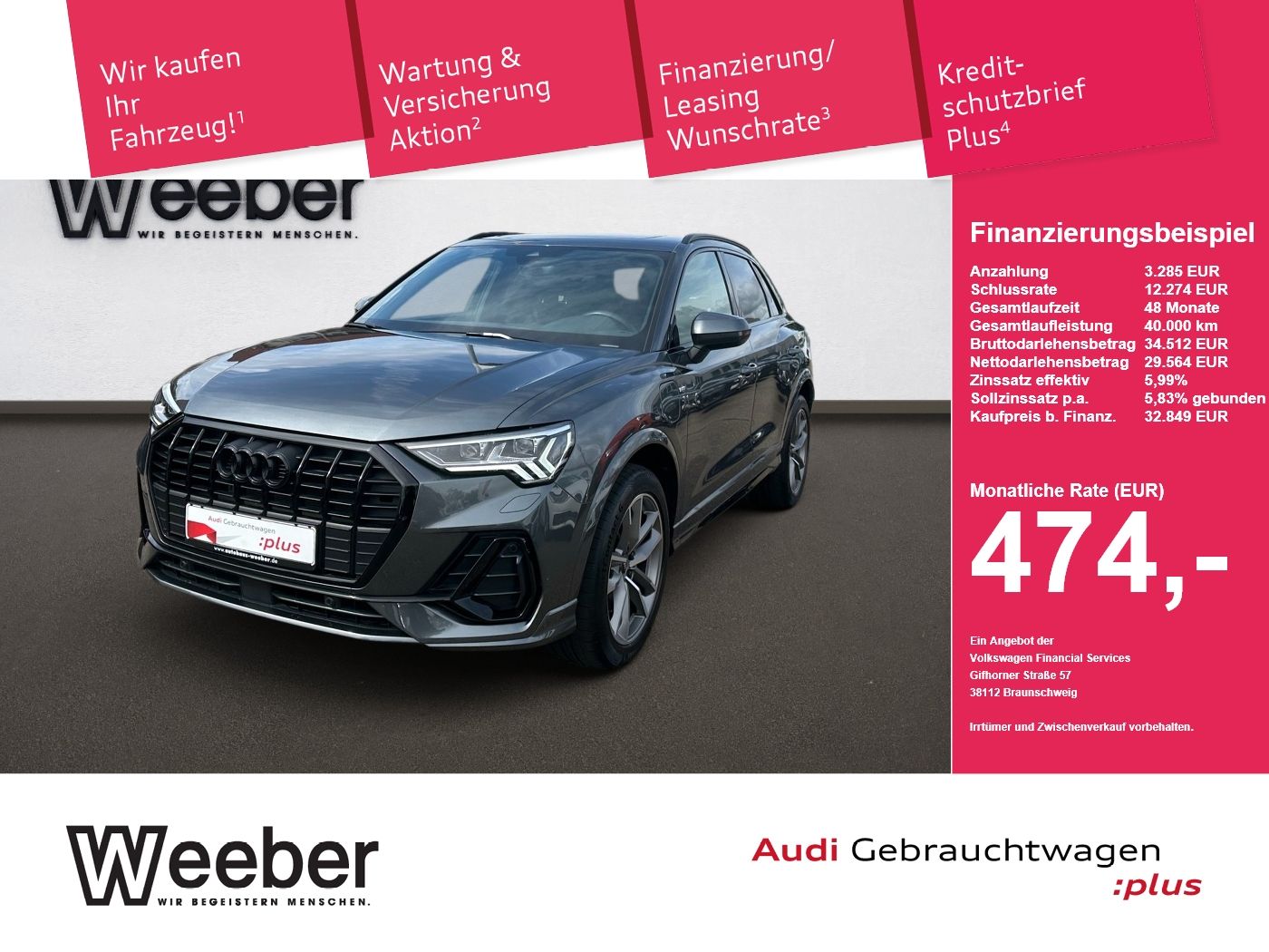 Audi Q3 S line *AHK*BLACKSTYLE*PANO*KAMERA*MATRIX*