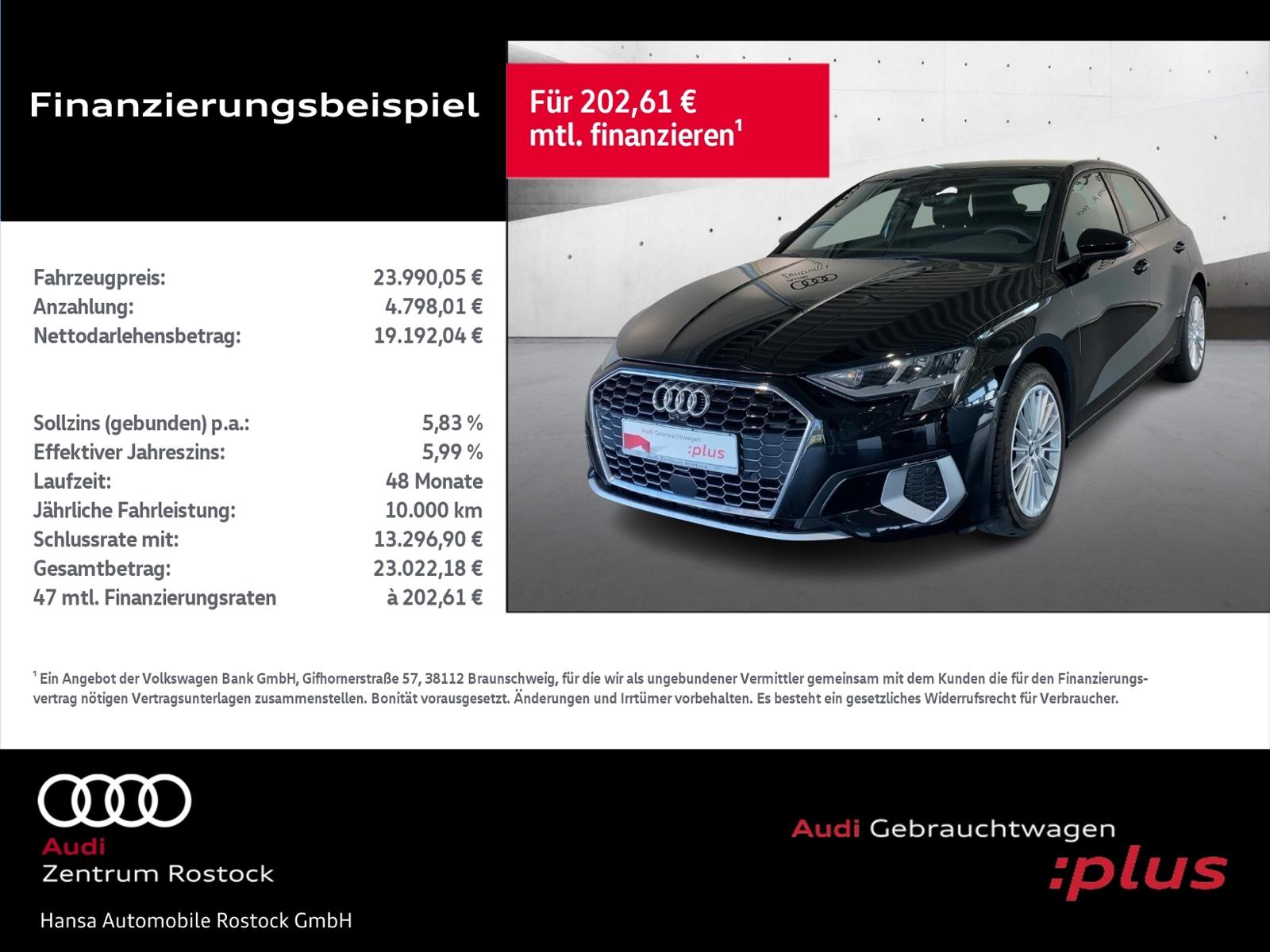 Audi A3 Sportback 30 TFSI S tronic+Navi+Led+Top View+