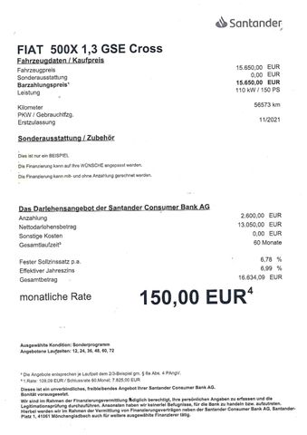 Fahrzeugabbildung Fiat 500X 1.3 GSE, Cross>AUT/Einparkhilfe/TEMP<