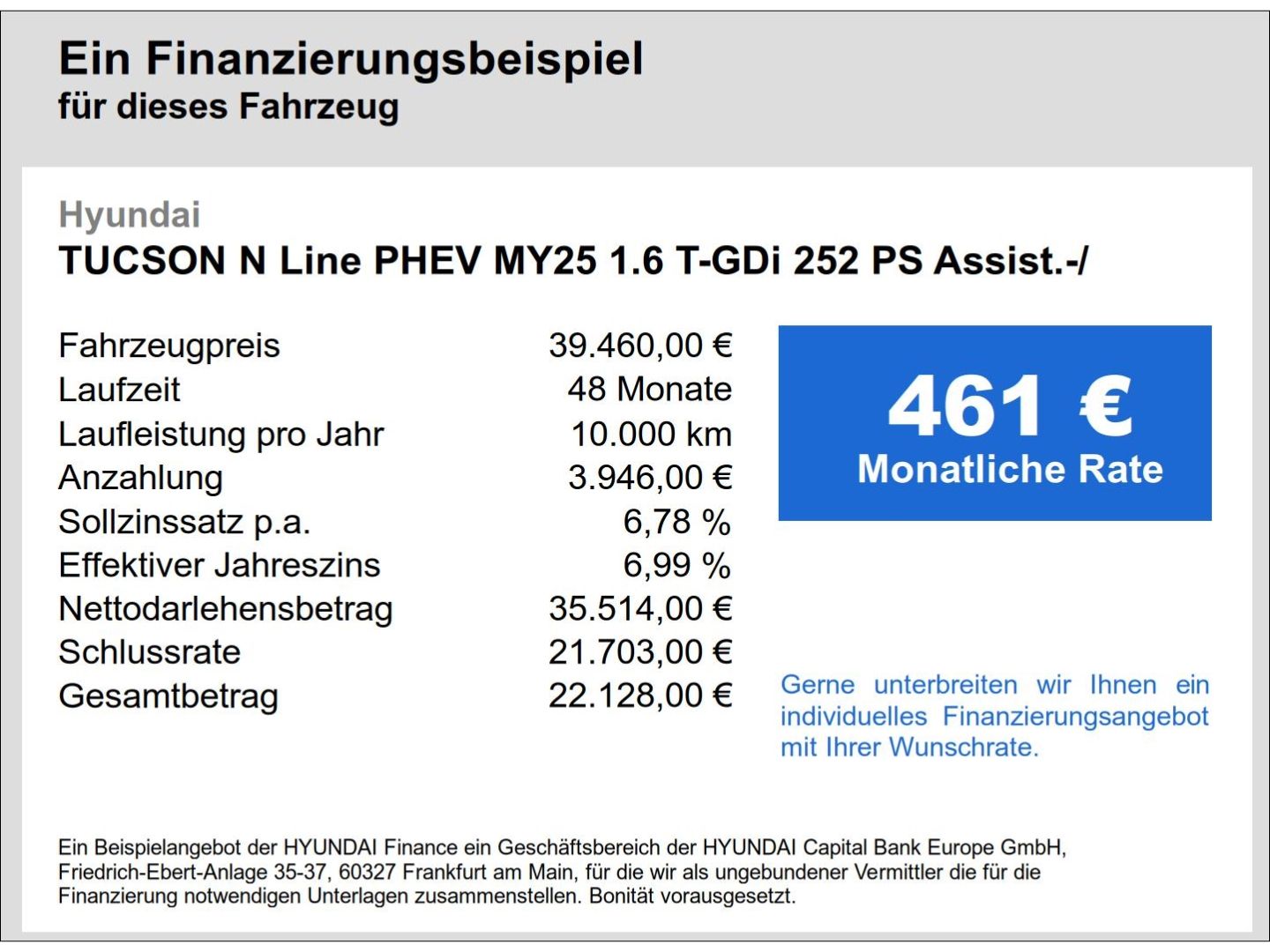 Fahrzeugabbildung Hyundai Tucson N Line PHEV MY25 1.6 T-GDi 252 PS Assist.