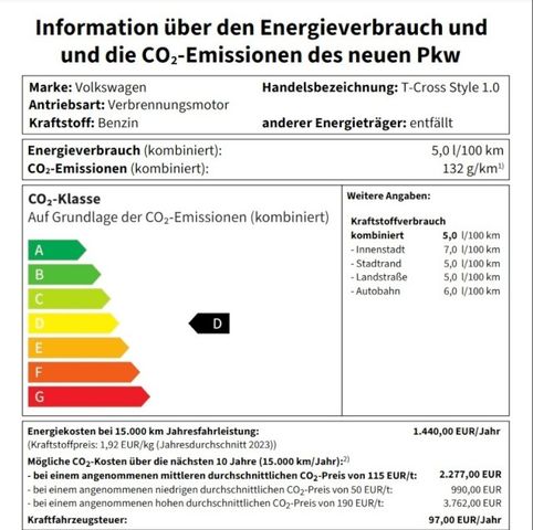 Volkswagen T-Cross Style 1.0 TSI OPF 85 kW (116 PS) 6-Gang