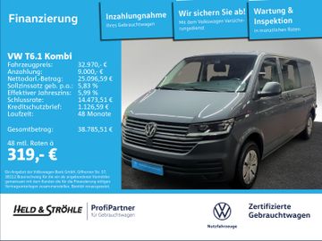 Volkswagen Leasingangebot: Volkswagen T6.1 Kombi 2.0 TDI EcoProfi L2H1 AHK LED 5Si PDC