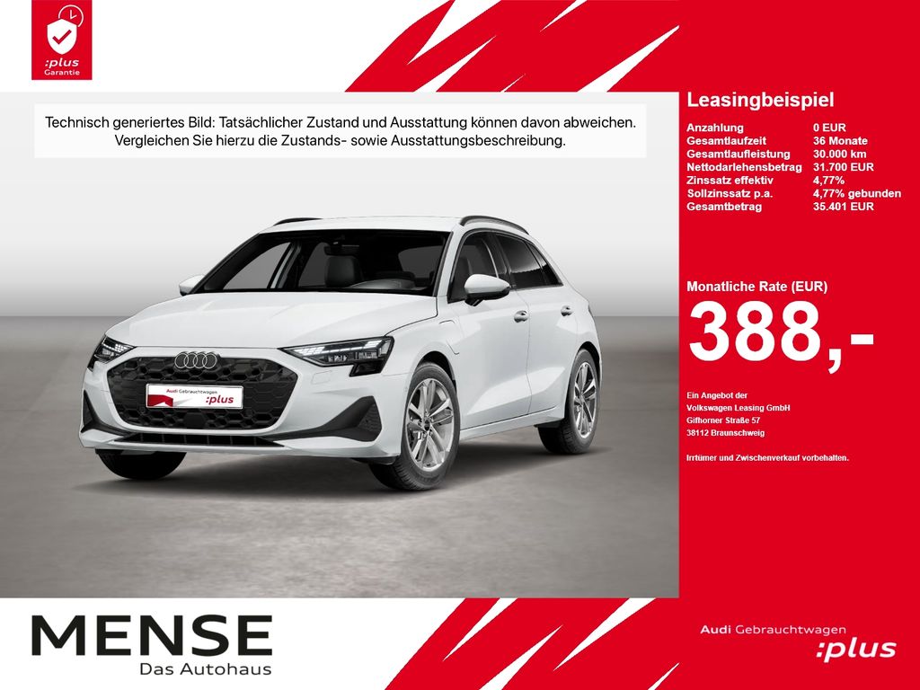 Abbildung Leasingangebot Audi A3 Sportback 40 TFSI e S tronic Standhzg|ACC|LED
