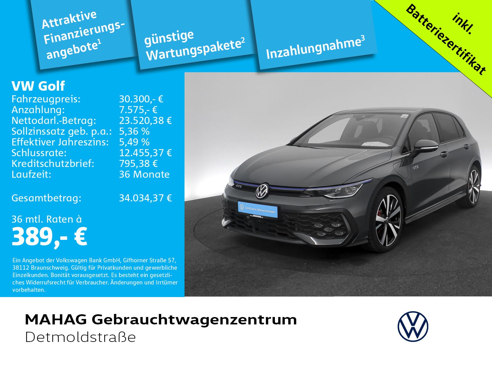 Volkswagen Golf VIII GTE 1.5 TSI HYBRID DCC IQ.LIGHT Navi 3 imagem 2
