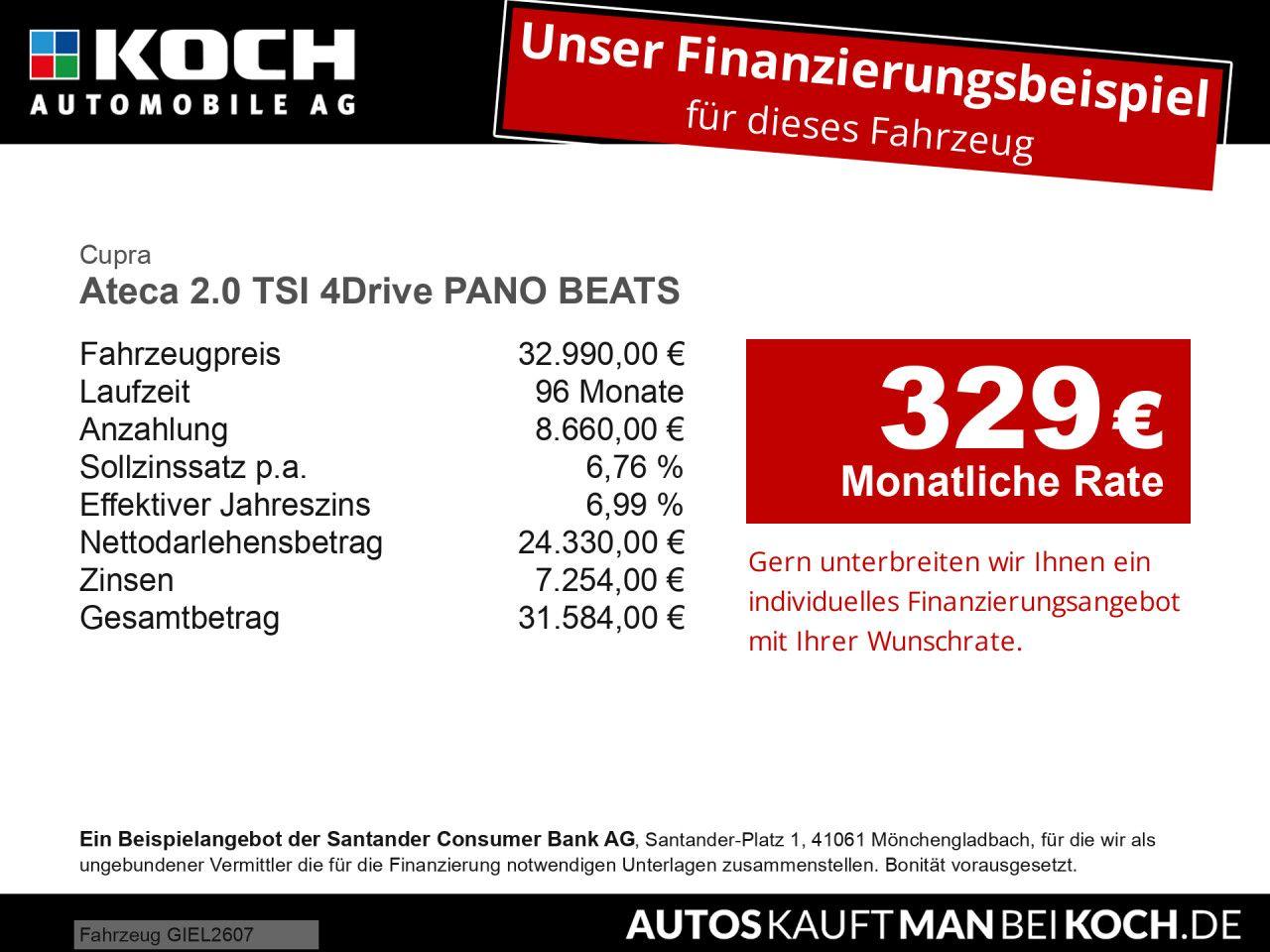 Cupra Ateca 2.0 TSI 4Drive PANO BEATS Allrad Tempomat