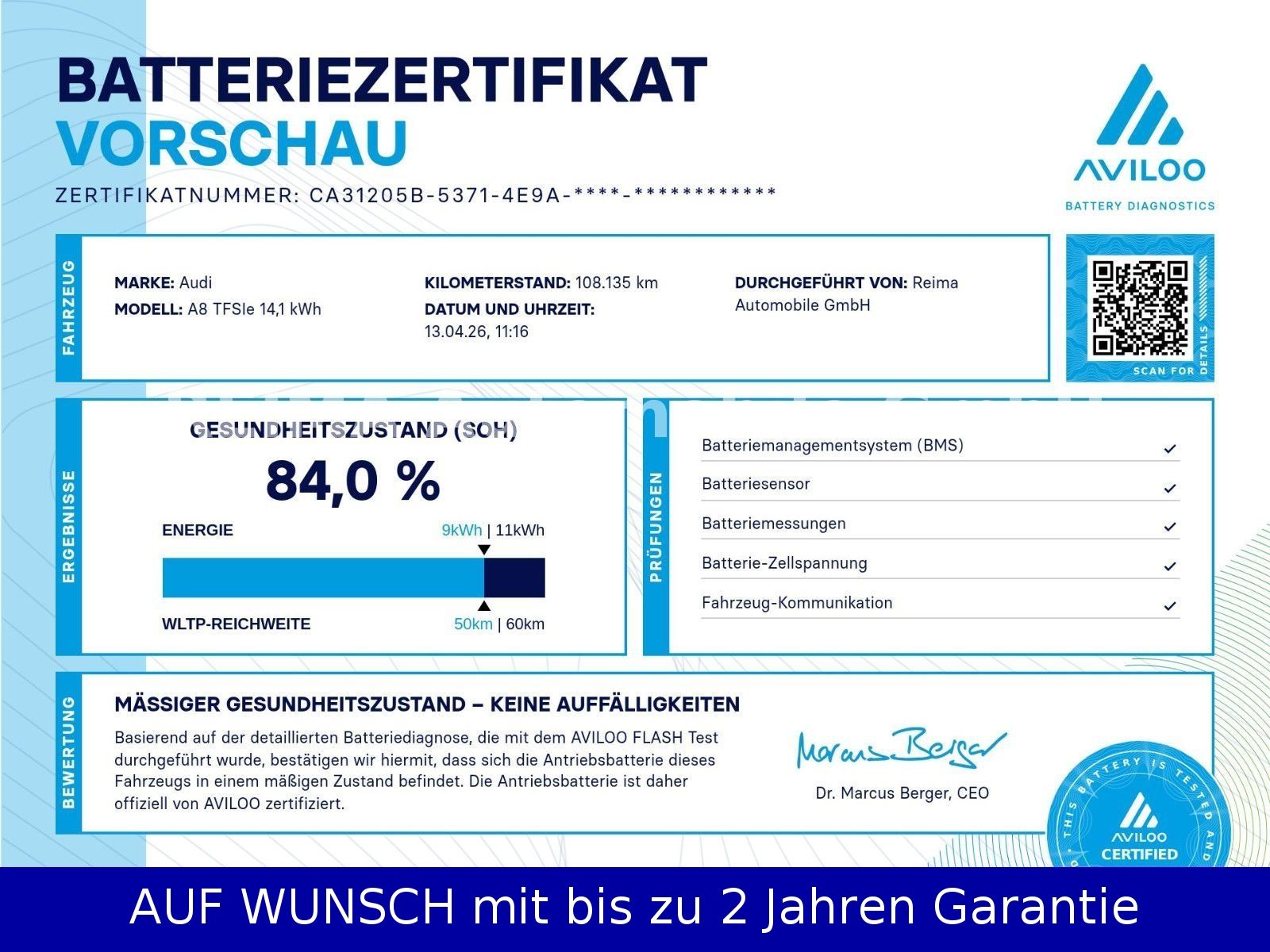 Fahrzeugabbildung Audi A8 60 TFSI e quattro, TV, Matrix,Massage,Pano