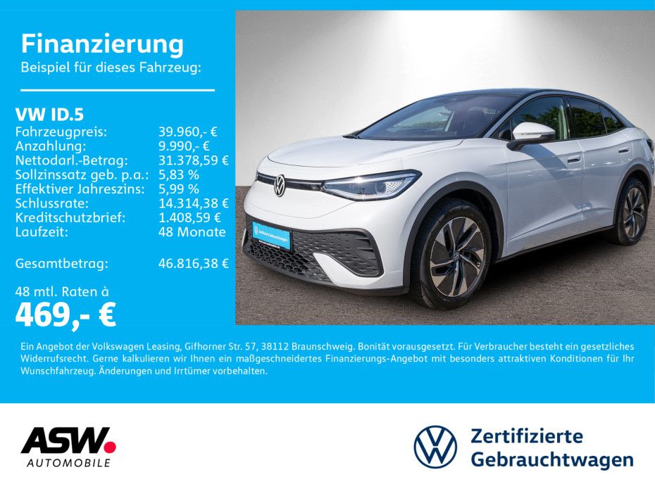 VW ID.5 Pro LED NAVI PANO Wärmepumpe ACC PDC SHZ
