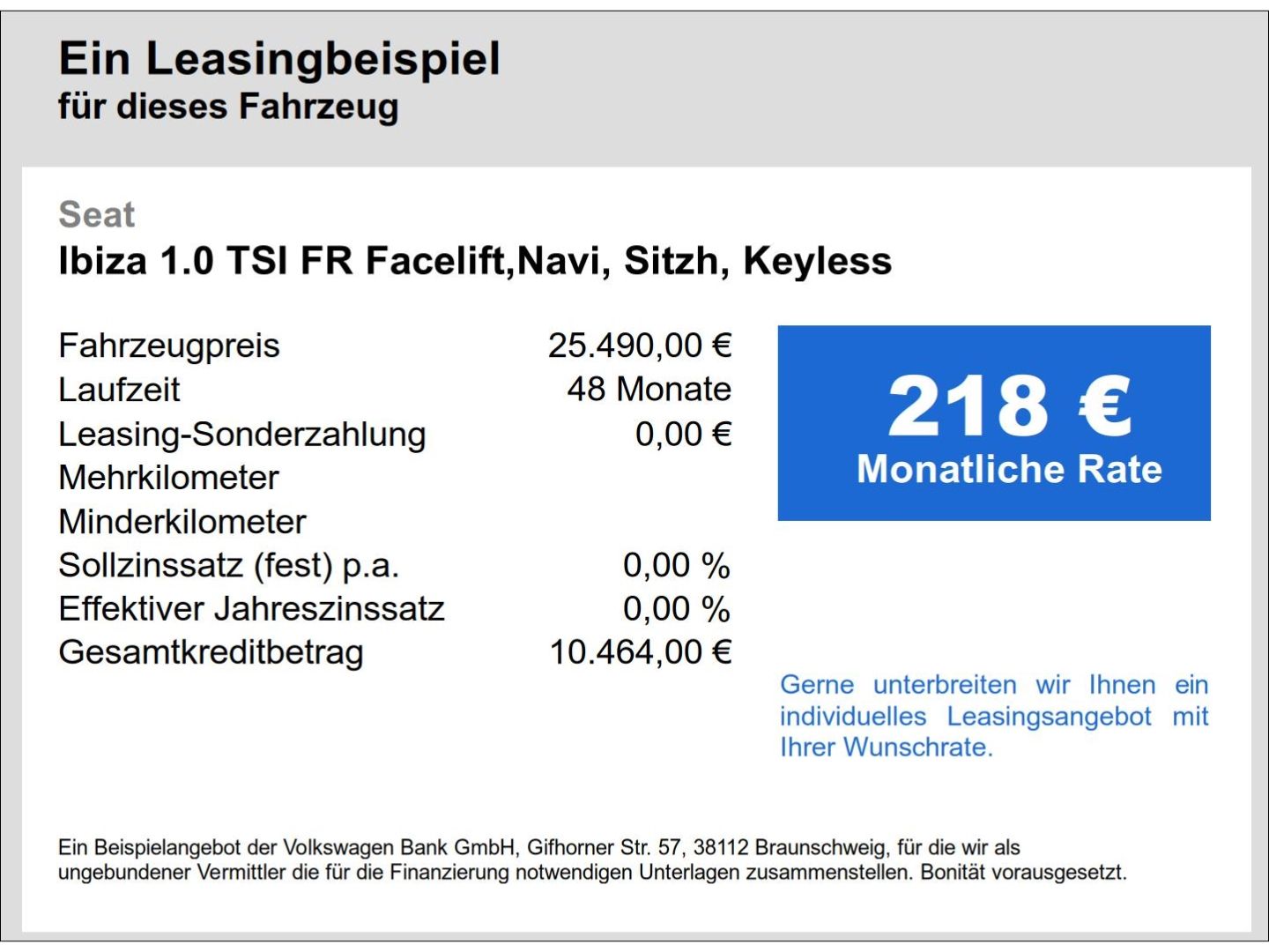 Fahrzeugabbildung SEAT Ibiza 1.0 TSI FR Facelift,Navi, Sitzh, Keyless