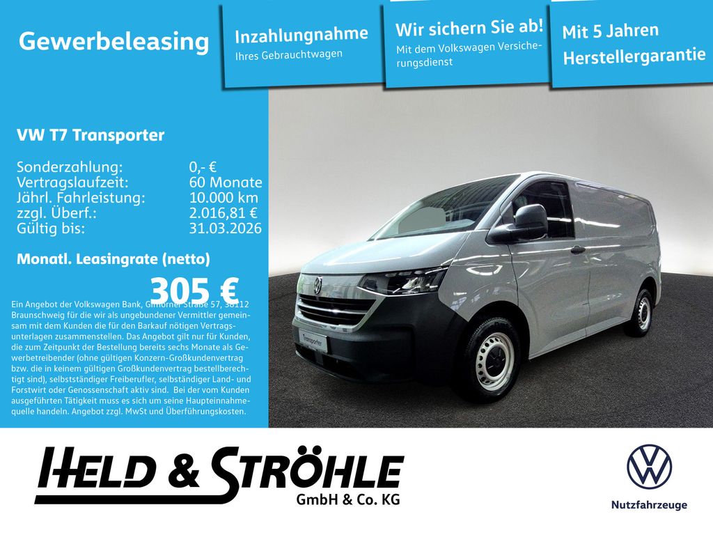 Volkswagen T7 Transporter Kasten 2.0 TDI AHK KLIMA !AKTION!