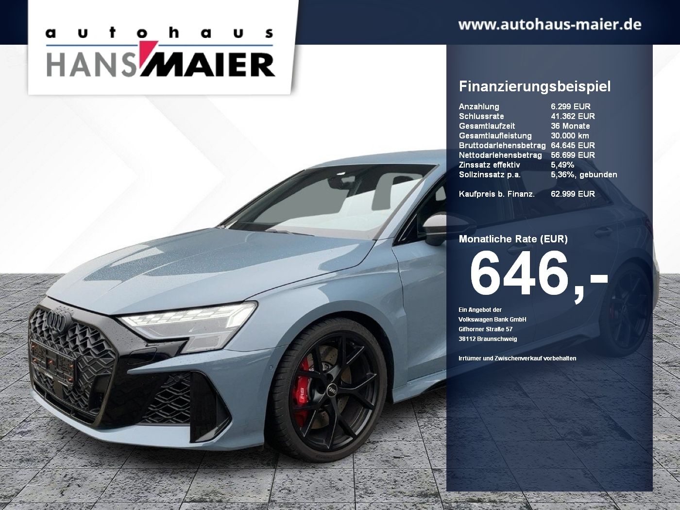 AUDI RS3 Sportback TFSI quattro Sportpaket S tronic