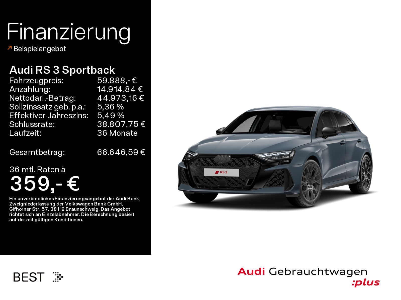 AUDI RS 3 Sportback Assist, Matrix, Abgas, Kamera