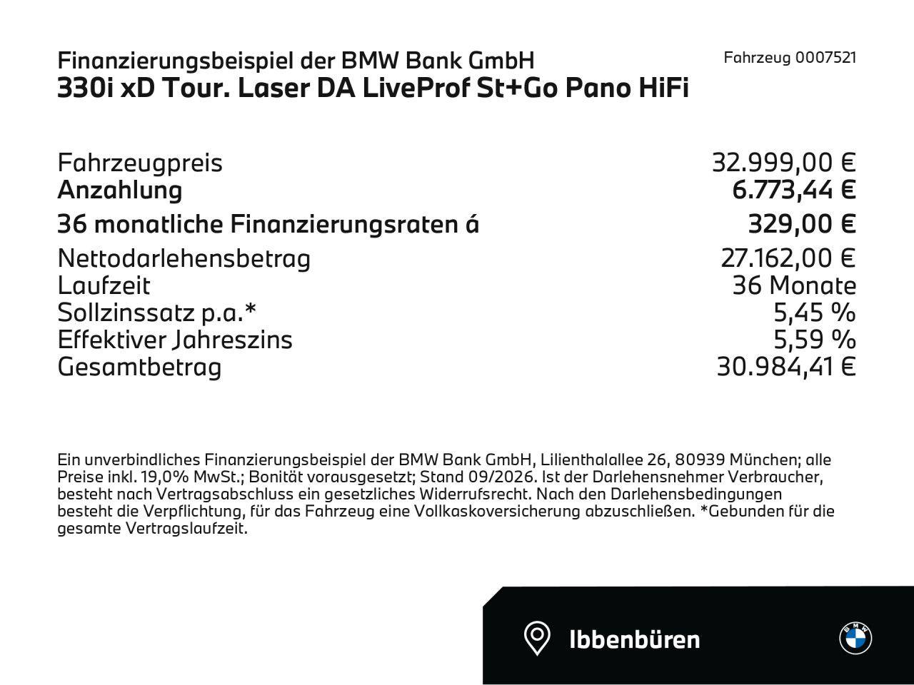 BMW 330i xD Tour. Laser DA LiveProf St+Go Pano HiFi