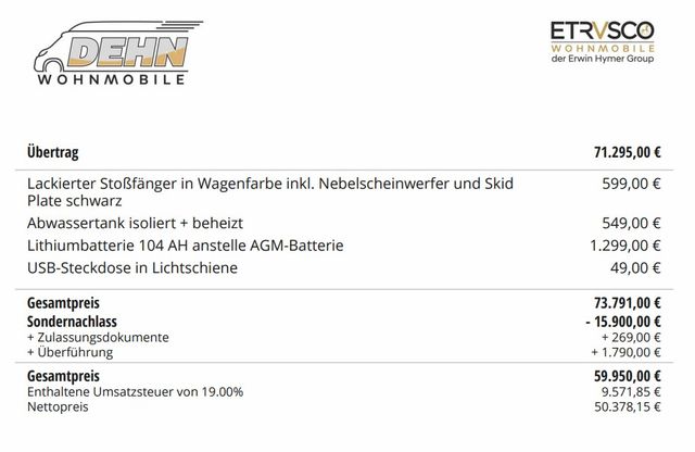 Etrusco CV640 PB 15.900,00 € Sondernachlass!