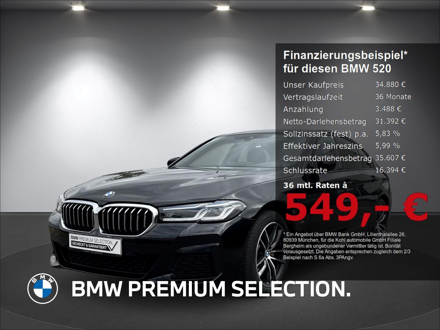 BMW 520 d Limousine M Sport Anhängerkupplung Head Up
