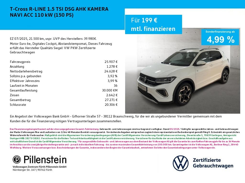 T-Cross R-LINE 1.5 TSI DSG AHK KAMERA NAVI ACC