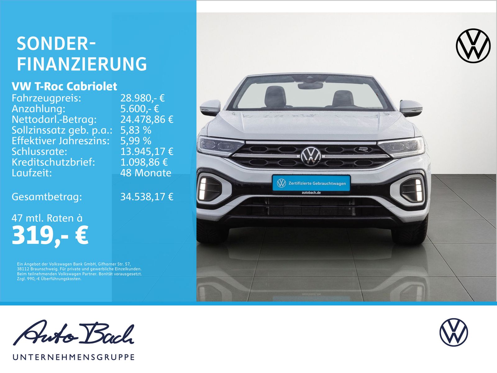 Volkswagen T-Roc Cabriolet R-Line 1.5TSI Matrix ACC EPH AHK imagem 2