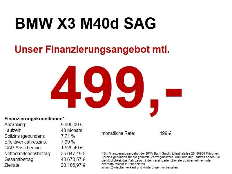 BMW X3 M40d SAG AHK/HUD/LED+/AKUST/MEMO/ROLLO/CAM