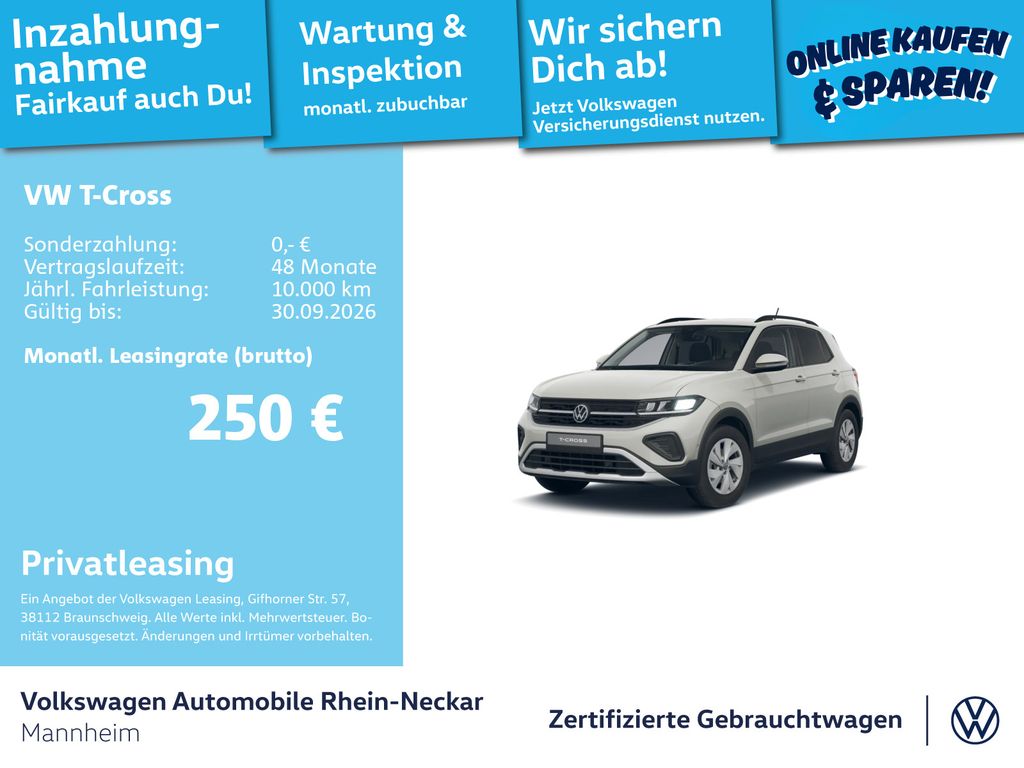 T-Cross 1.0 TSI Life DSG GAR 2030 Navi Kamera LE