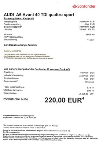 Fahrzeugabbildung Audi A6 Avant 40 TDI quattro sport >AUT/LED/NAV/SHZ<