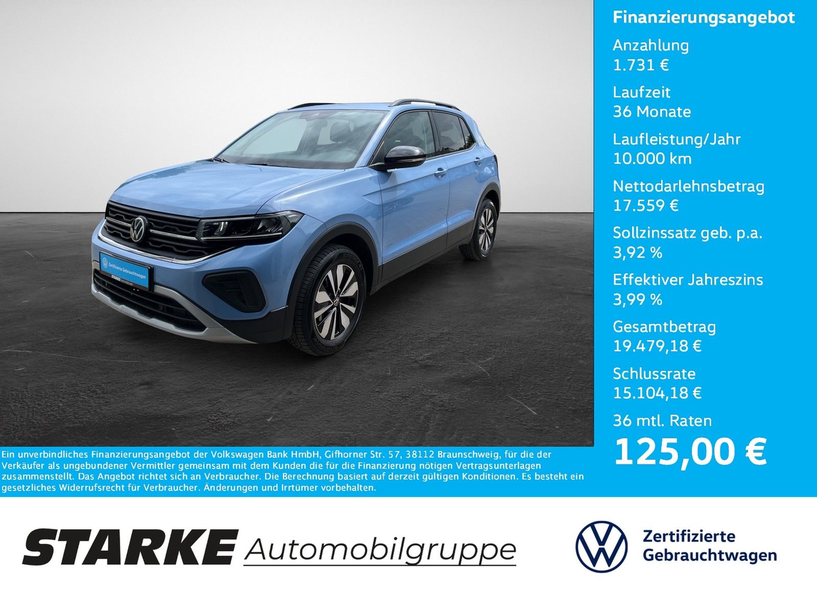 Volkswagen T-Cross 1.0 TSI Goal Navi LED PDC LM Tempo Klim