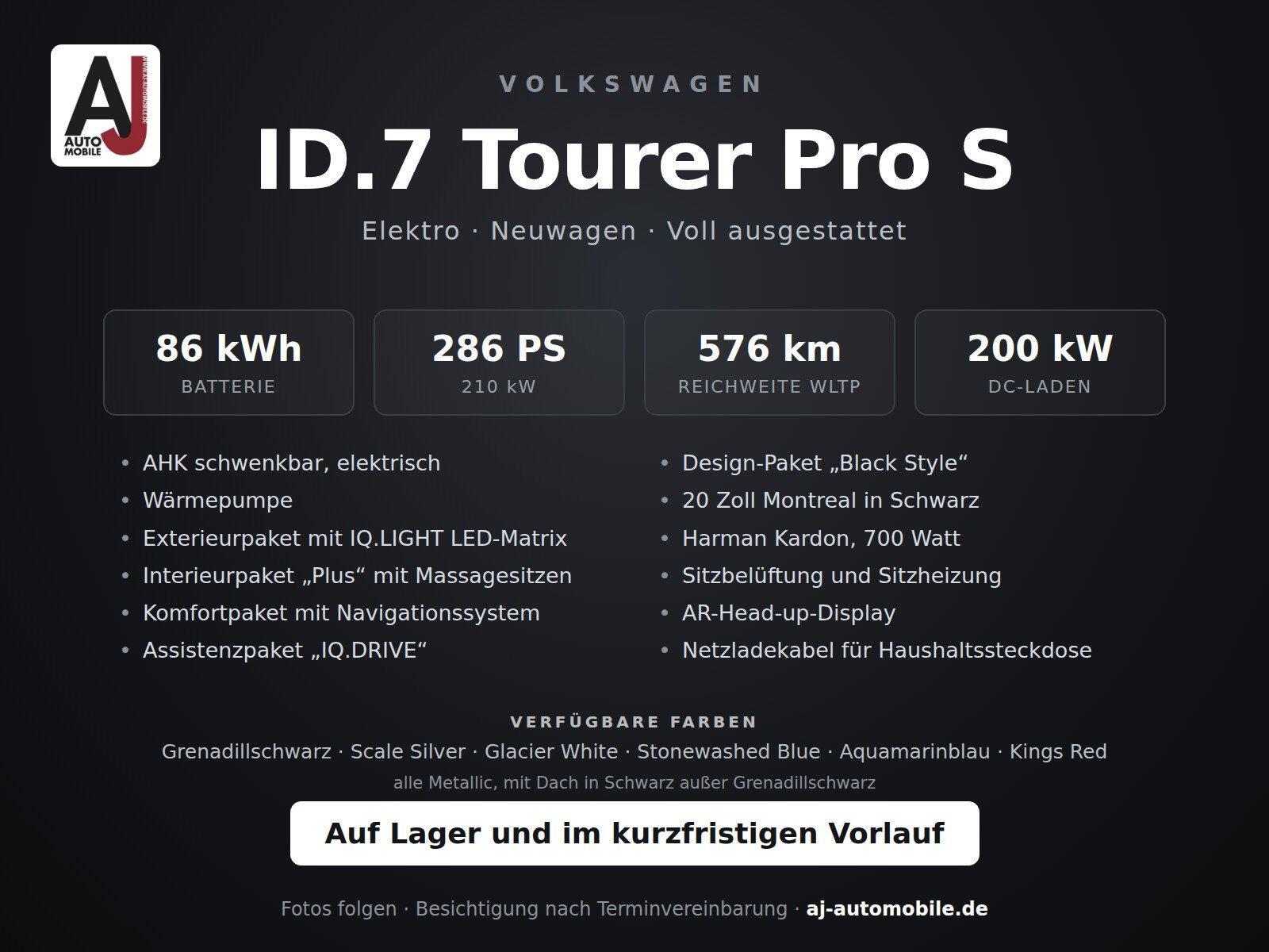 Volkswagen ID.7 Tourer Pro S 86kWh Int/Ext/AHK/Komfort