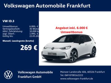 Volkswagen Leasingangebot: Volkswagen ID.3 Pro 150 kW (204 PS) 59 kWh 1-Gang-A utomati