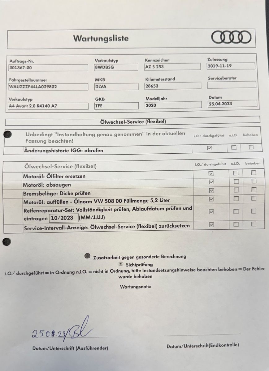 Fahrzeugabbildung Audi A4 Avant 40 2.0 TFSI advanced "Business-Paket"