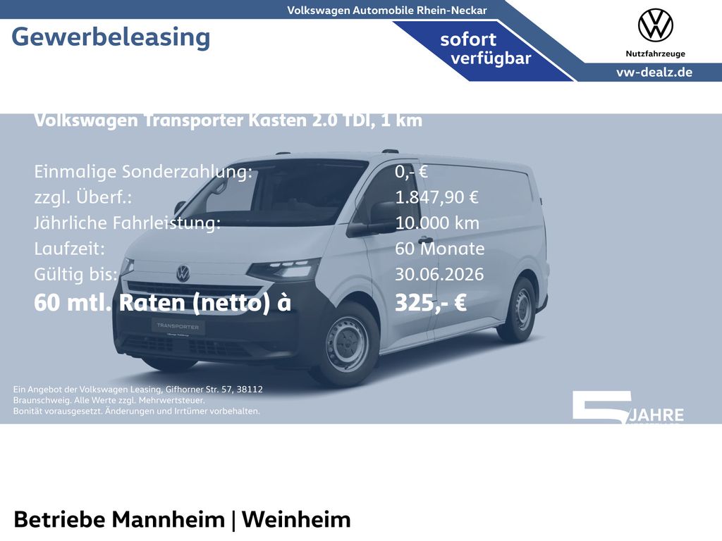 Volkswagen Transporter Kasten 2.0 TDI Klima AHK Allwetter