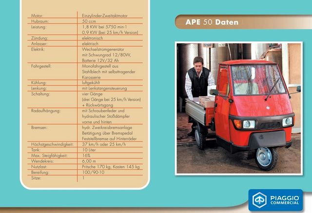 Piaggio APE 50 Kasten NEUES MODELL