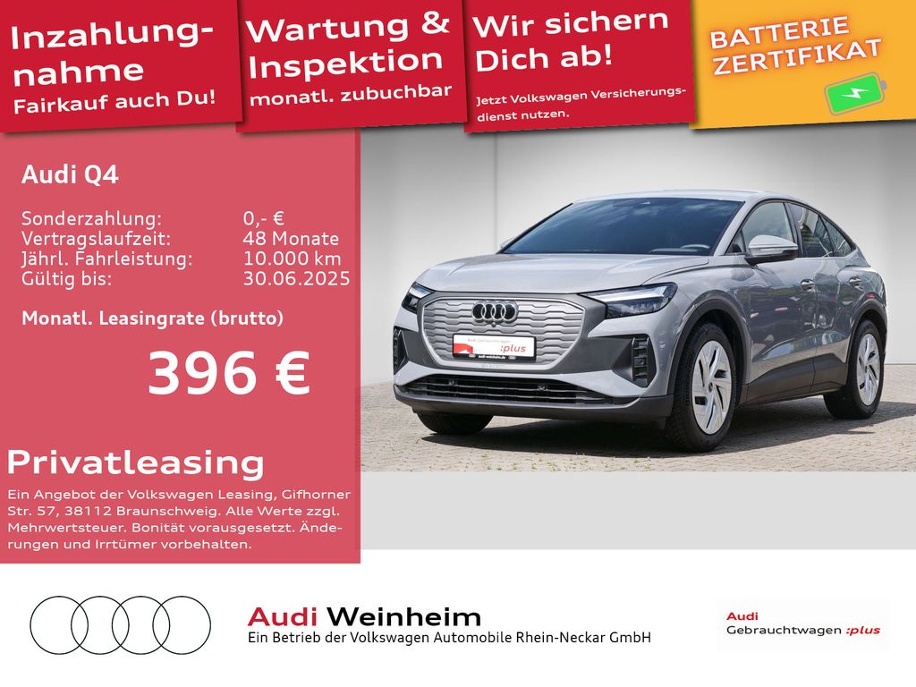 Audi Q4 45 Sportback e-tron AHK Navi LED UPE 66.715€