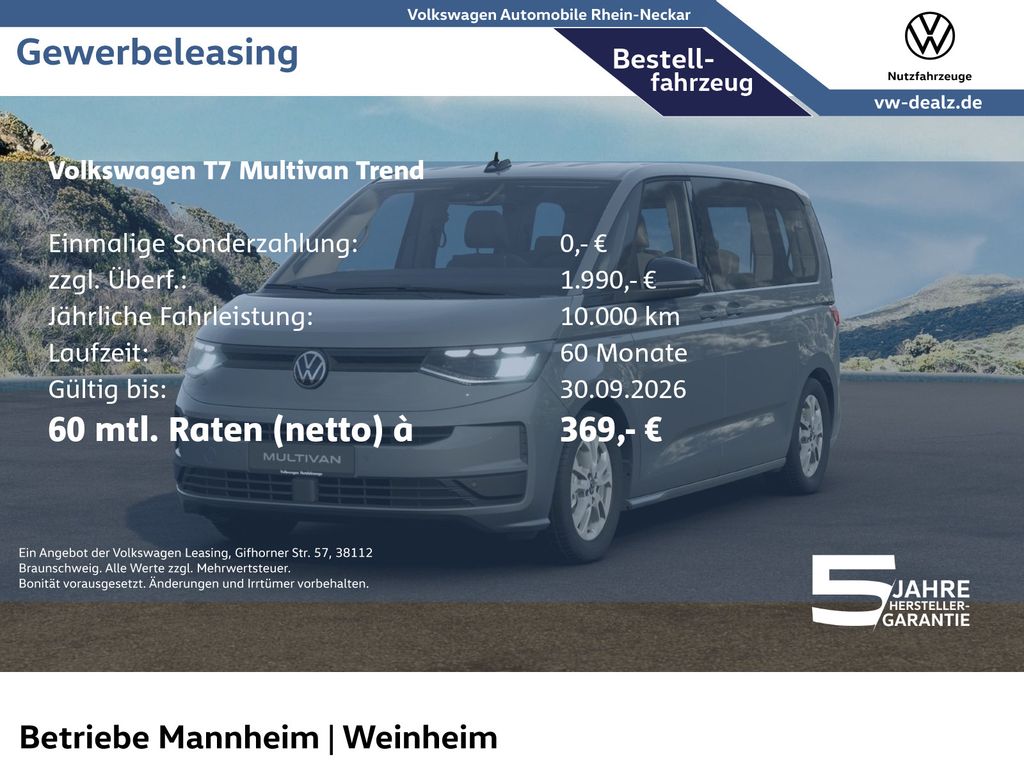 Volkswagen T7 Multivan Trend eHybrid 4MOTION Klima PDC LED