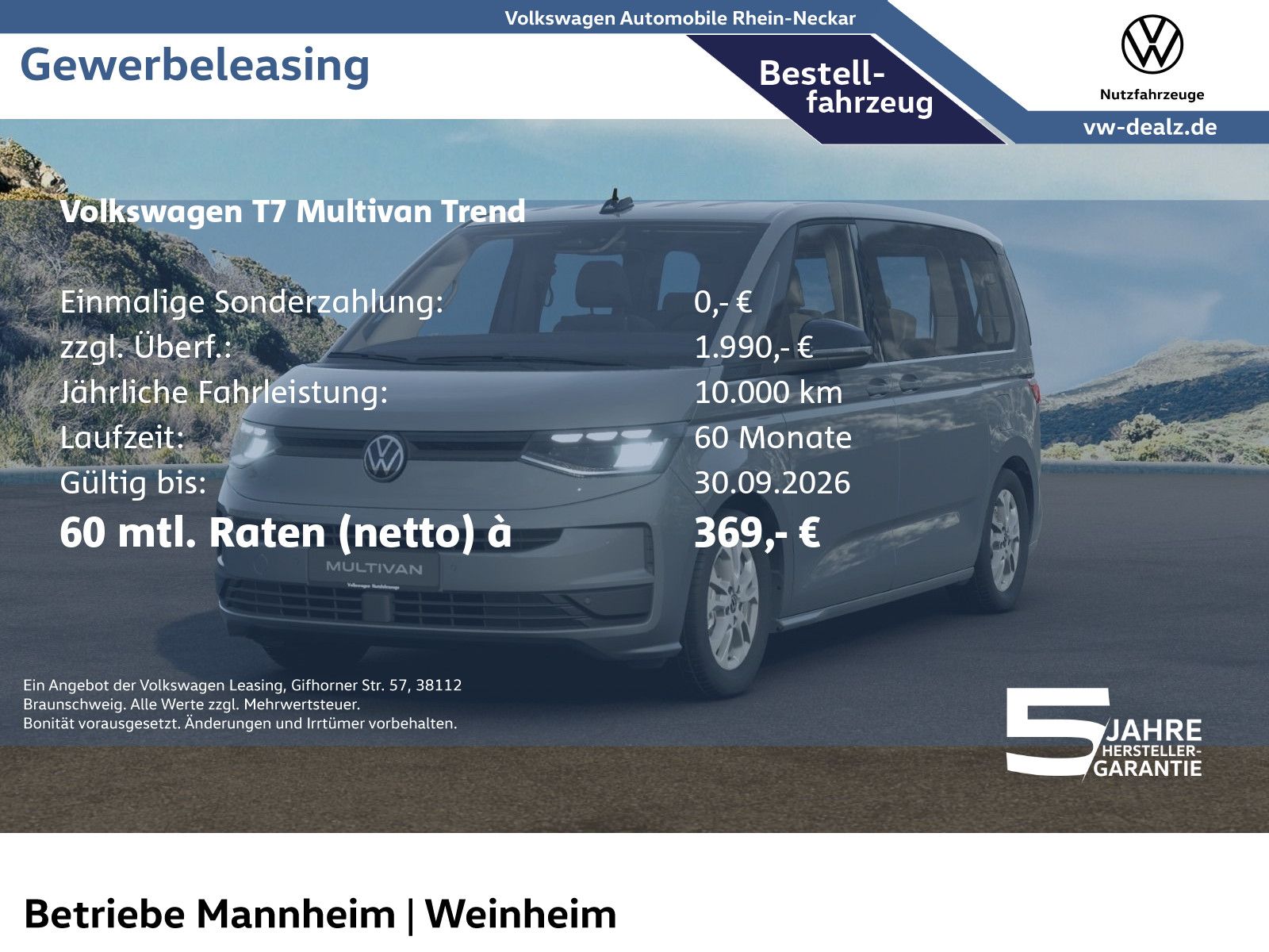 Volkswagen T7 Multivan Trend eHybrid 4MOTION Klima PDC LED