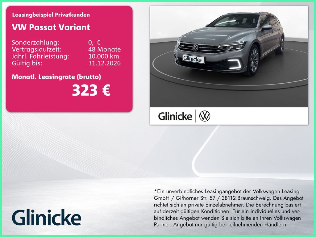 Abbildung Leasingangebot Volkswagen Passat Variant GTE AHK Pano Matrix LM 18" Navi 3