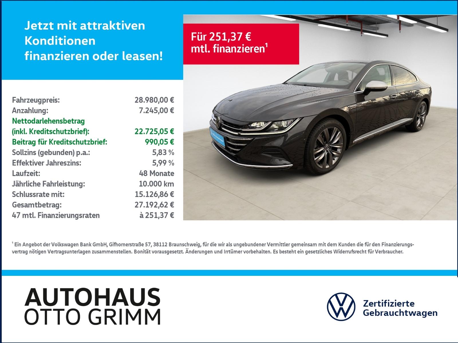 Volkswagen Arteon 2.0 TSI Elegance DSG LED SHZ Navi Kamera
