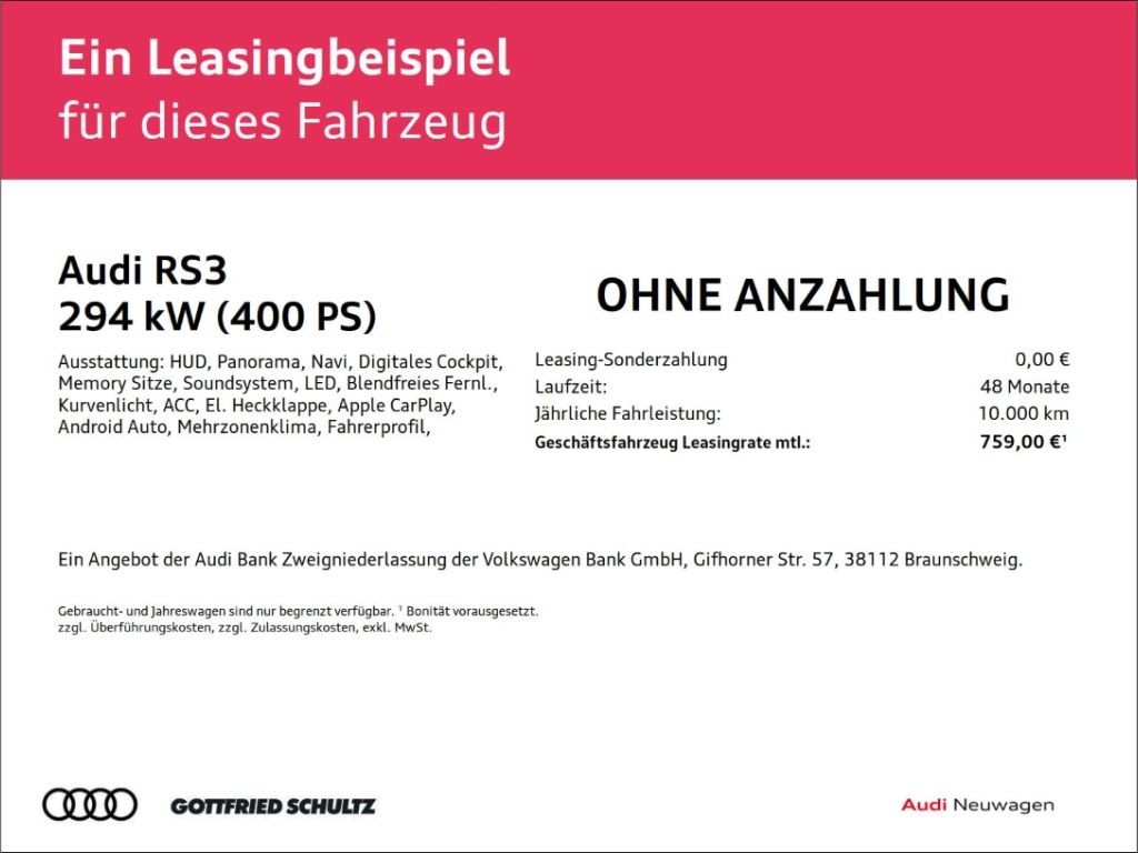 Audi RS3 Limousine S tronic 2.5 294 kW TFSI quattro foto 2