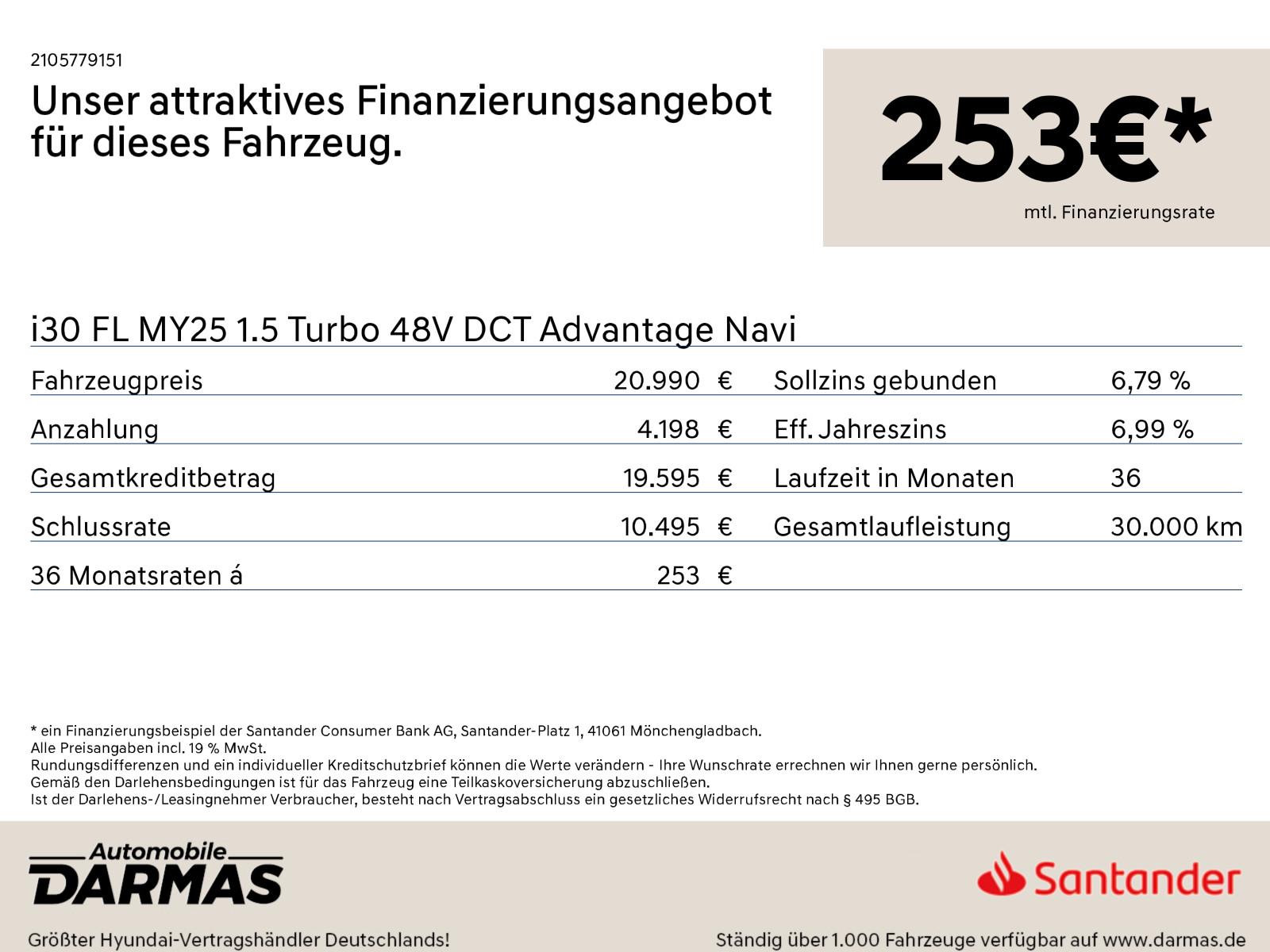 Hyundai i30 FL MY25 1.5 Turbo 48V DCT Advantage Navi