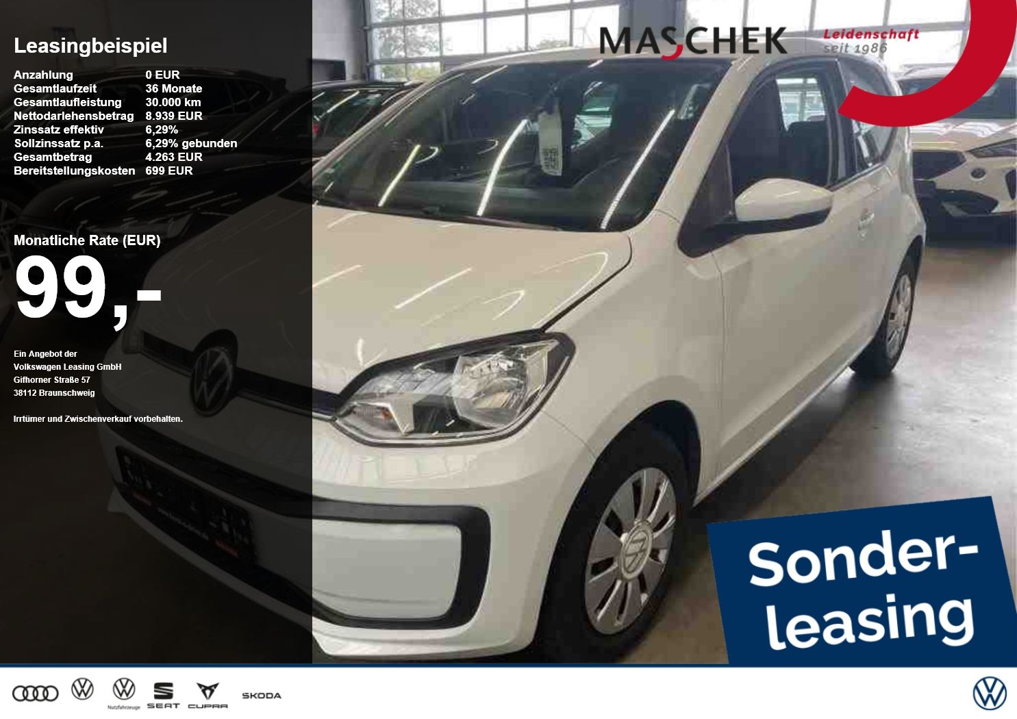 Volkswagen up! 1.0 MPI Sonderleasing! RearView GRA Kam. PDC