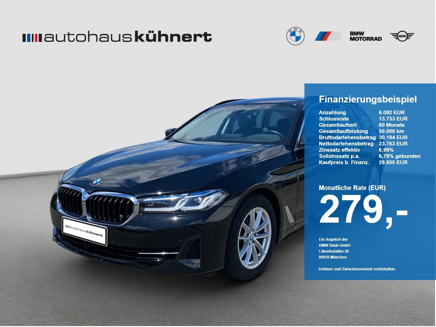 BMW 520d Touring Laser ACC DrvAss 360° HUD Hifi DAB foto 1